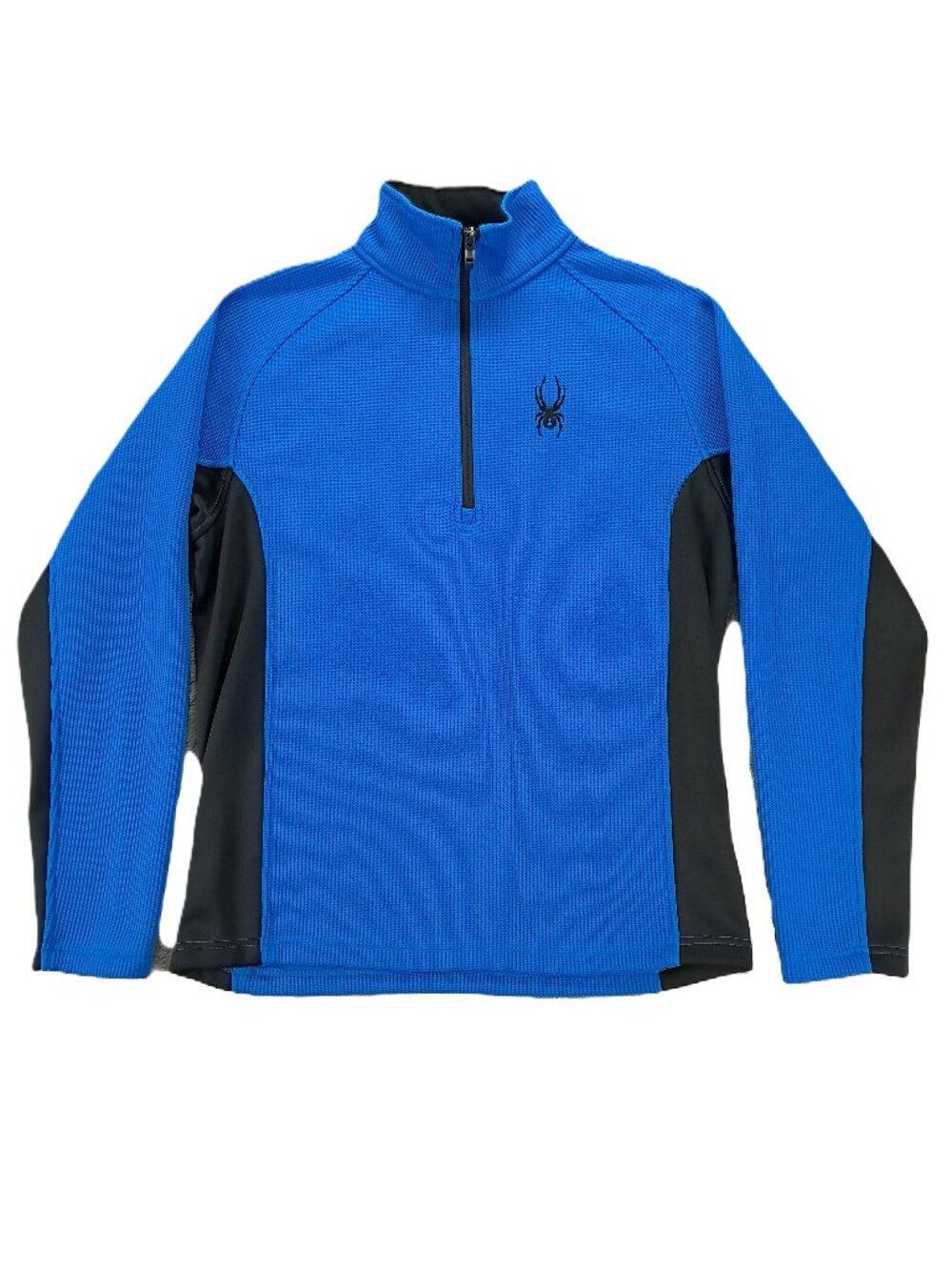 Spyder Core Sweater Men M Knit Blue Black Half Zip Pull Over Fleece Line 132633